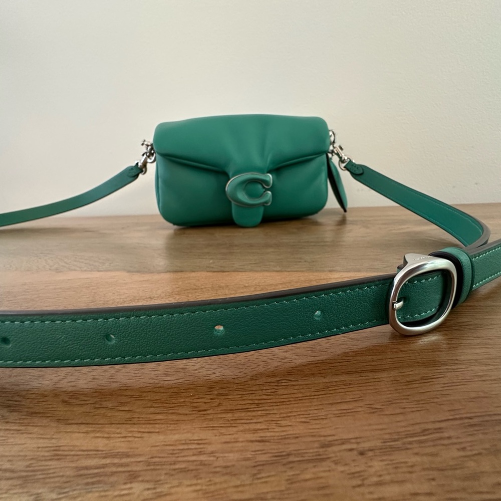 EUC Coach Pillow Tabby 18 Green/Silver